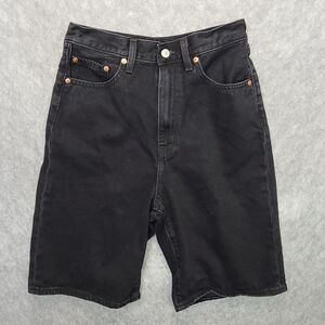 Levi's Premium Bermuda Shorts Womens 28 Black Denim High Loose 10"‎ Inseam